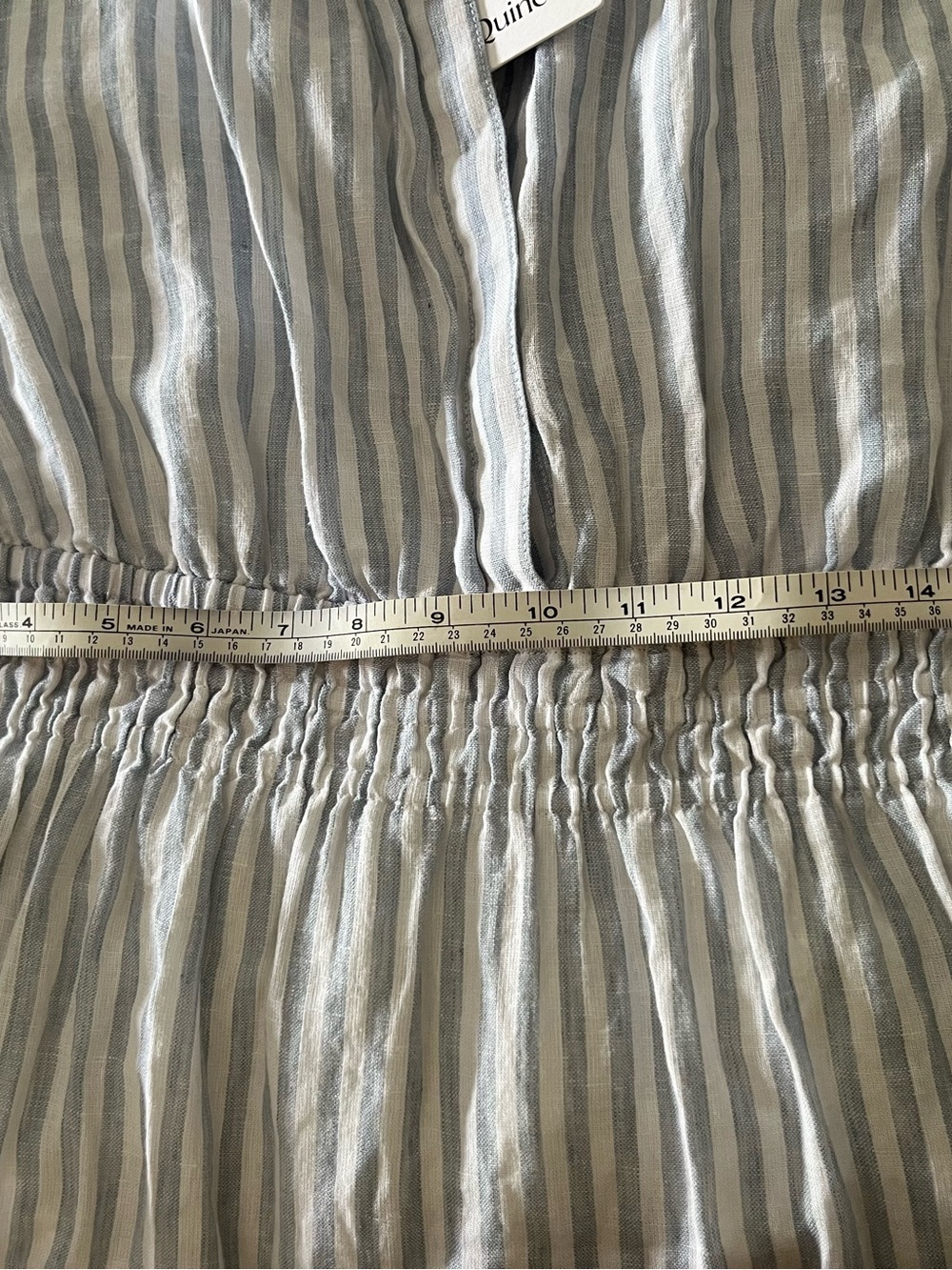 QUINCE 100% EUROPEAN LINEN TIERED MAXI DRESS XL LIGHT BLUE STRIP MSRP $84 NWT - Picture 11 of 14